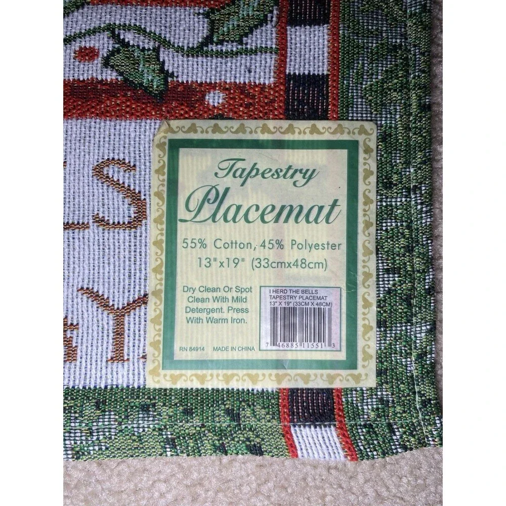 Rare Vintage NWT Windham Weavers Christmas Cow I Herd The Bells Placemats Set 6